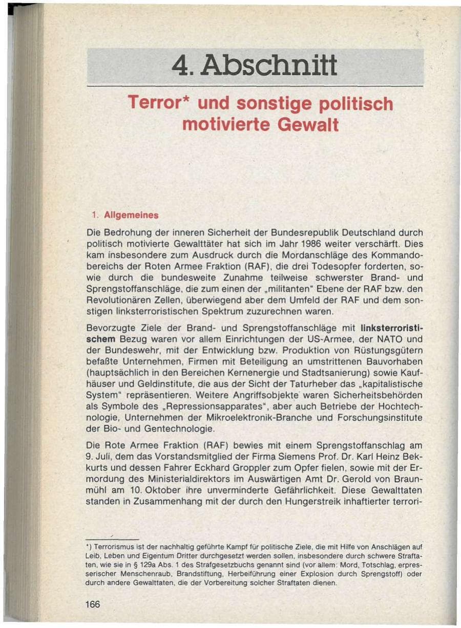 Seite 166 des Verfassungsschutzbericht 1986 Bayern