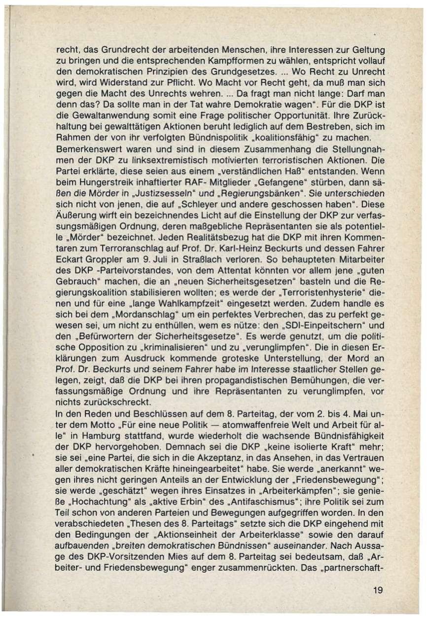 Seite 19 des Verfassungsschutzbericht 1986 Bayern