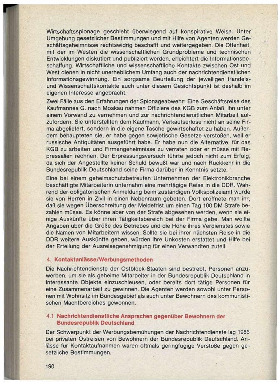 Seite 190 des Verfassungsschutzbericht 1986 Bayern