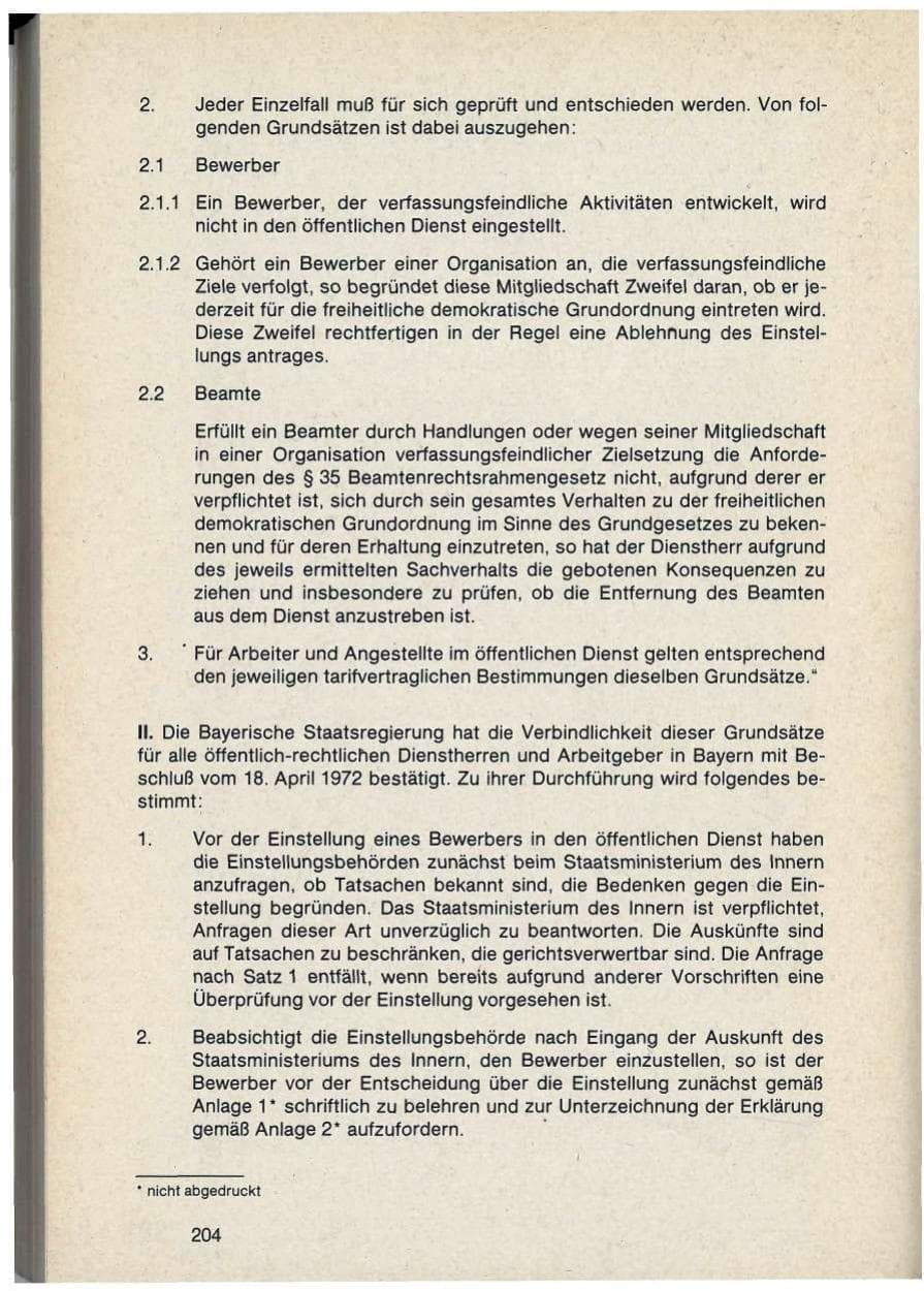 Seite 204 des Verfassungsschutzbericht 1986 Bayern