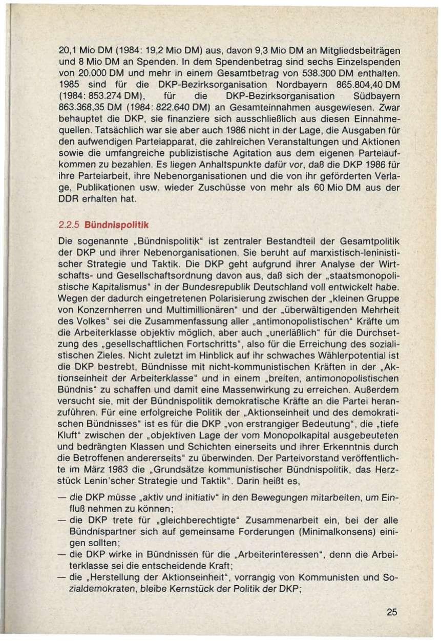 Seite 25 des Verfassungsschutzbericht 1986 Bayern