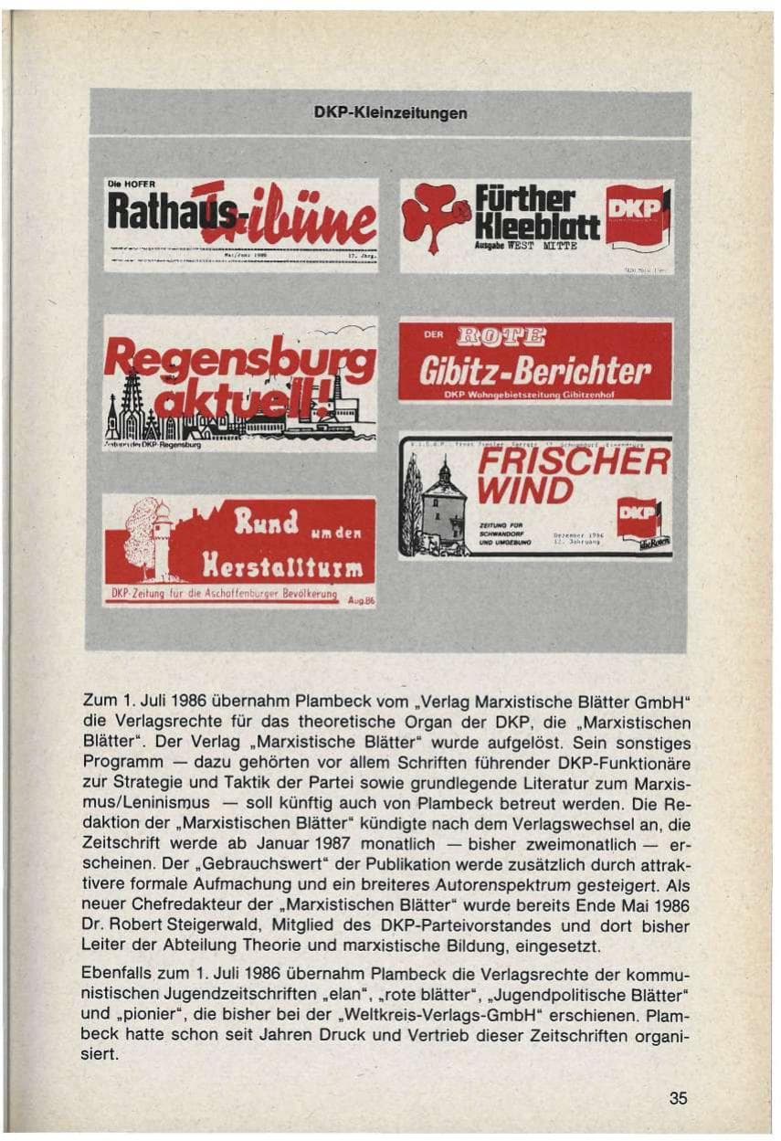 Seite 35 des Verfassungsschutzbericht 1986 Bayern