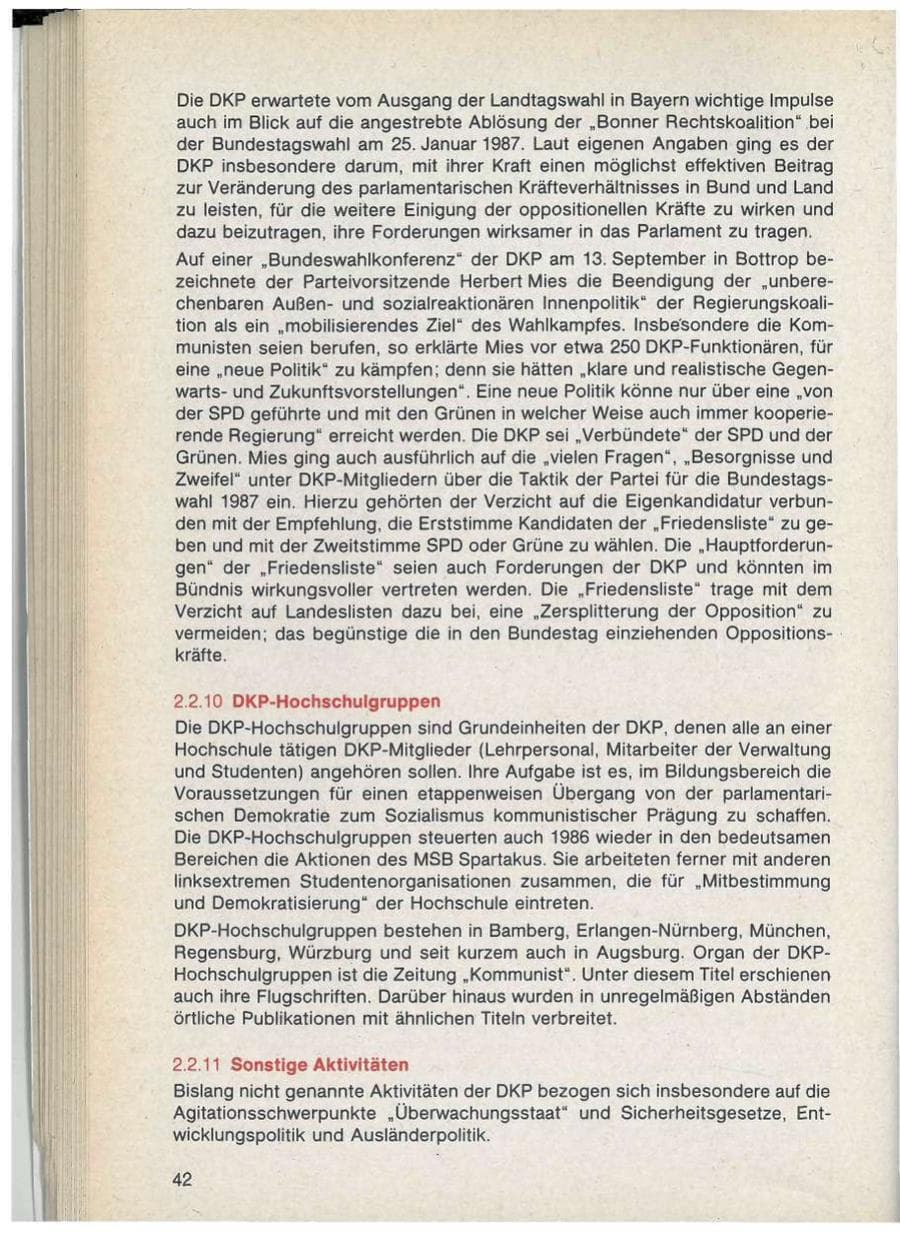 Seite 42 des Verfassungsschutzbericht 1986 Bayern