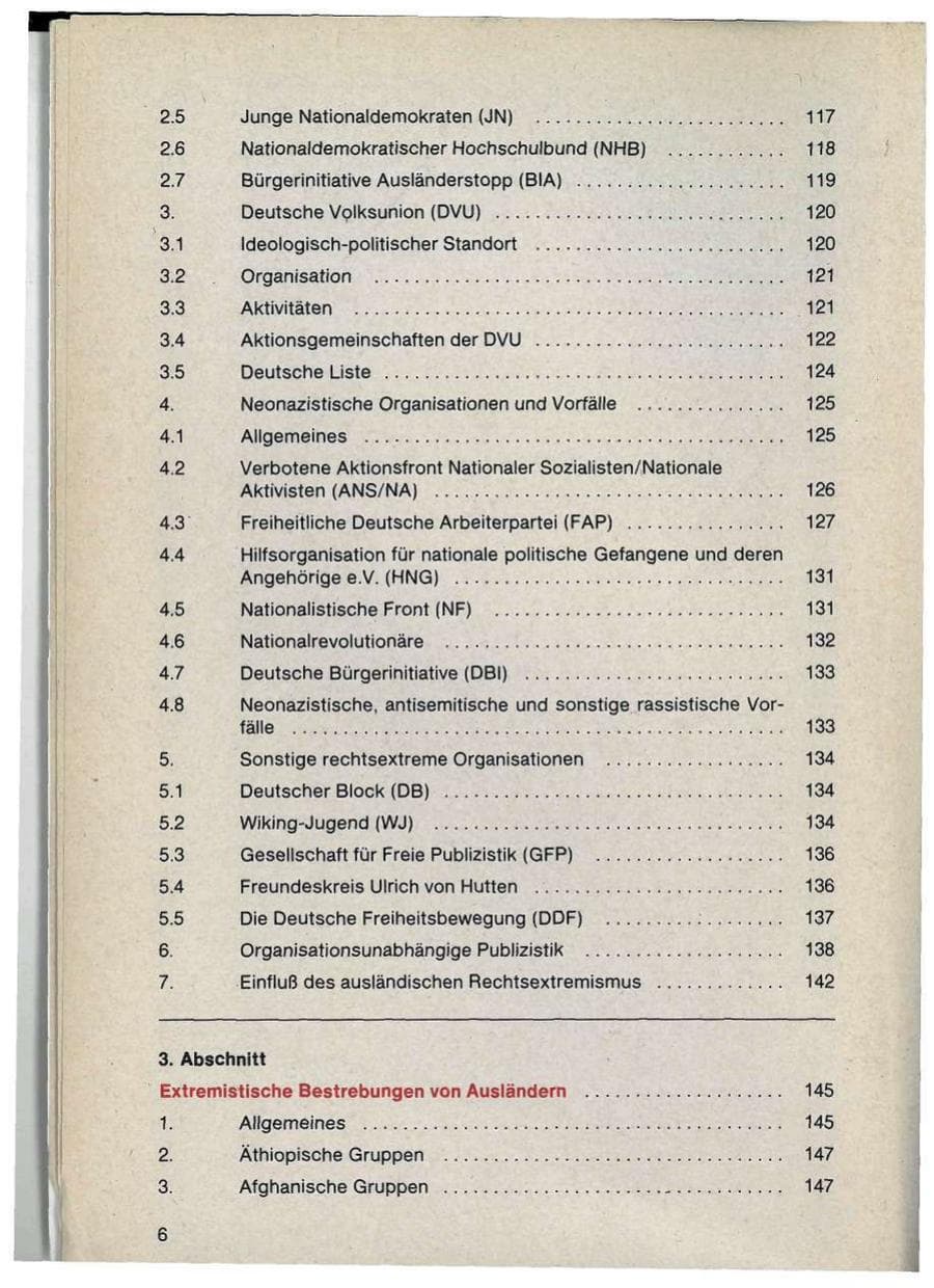 Seite 6 des Verfassungsschutzbericht 1986 Bayern