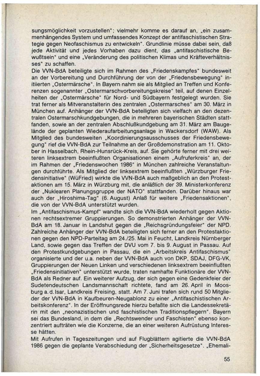 Seite 55 des Verfassungsschutzbericht 1986 Bayern