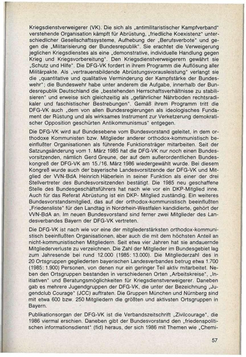 Seite 57 des Verfassungsschutzbericht 1986 Bayern