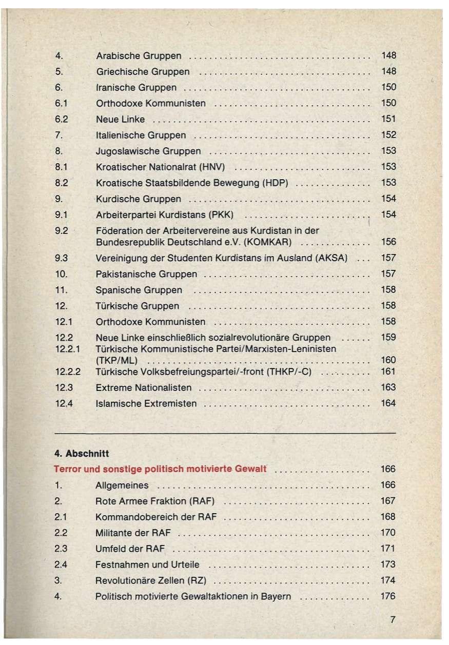 Seite 7 des Verfassungsschutzbericht 1986 Bayern