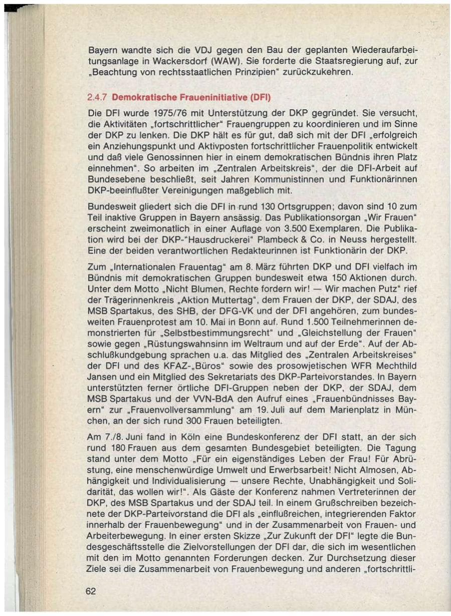 Seite 62 des Verfassungsschutzbericht 1986 Bayern