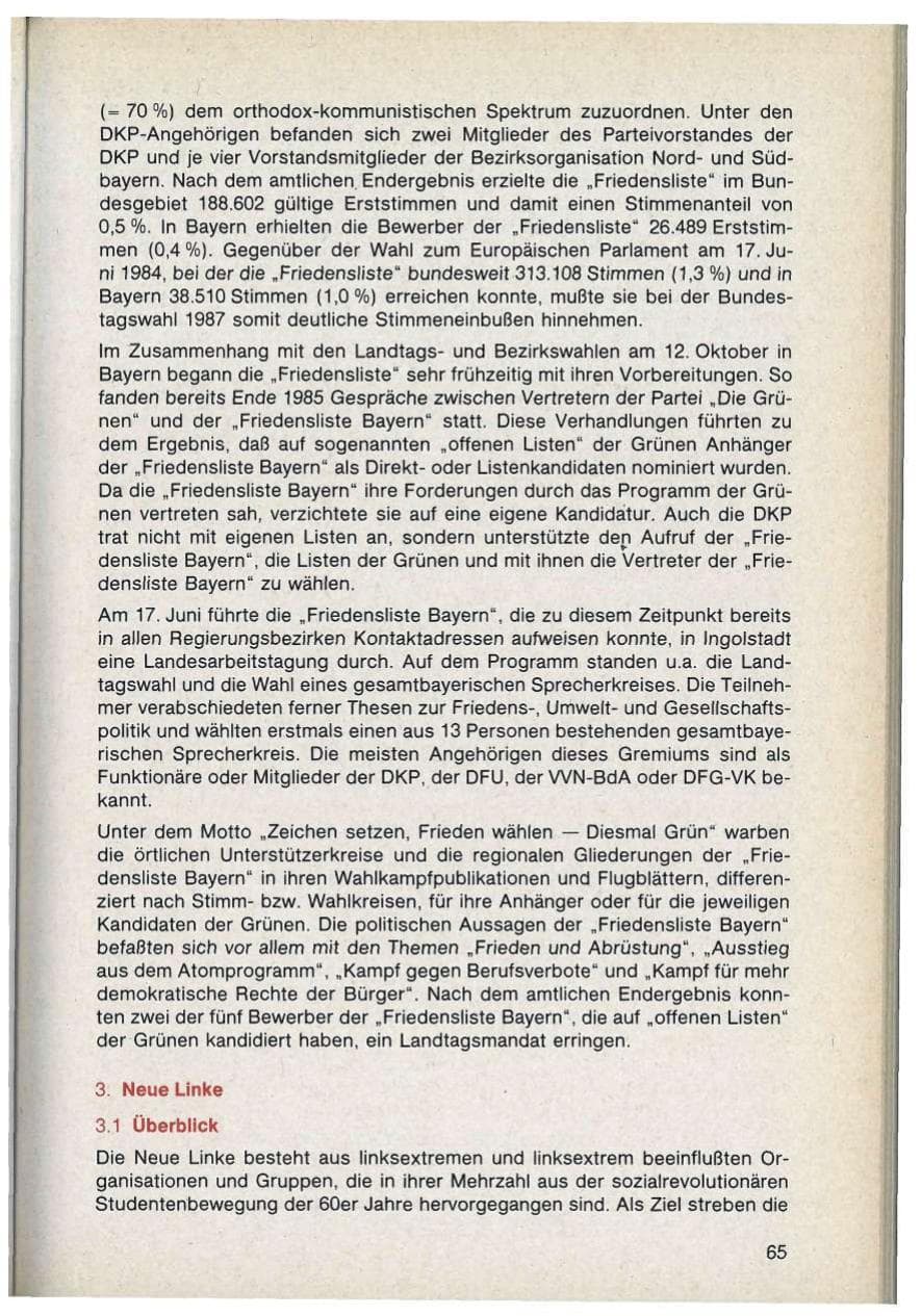 Seite 65 des Verfassungsschutzbericht 1986 Bayern