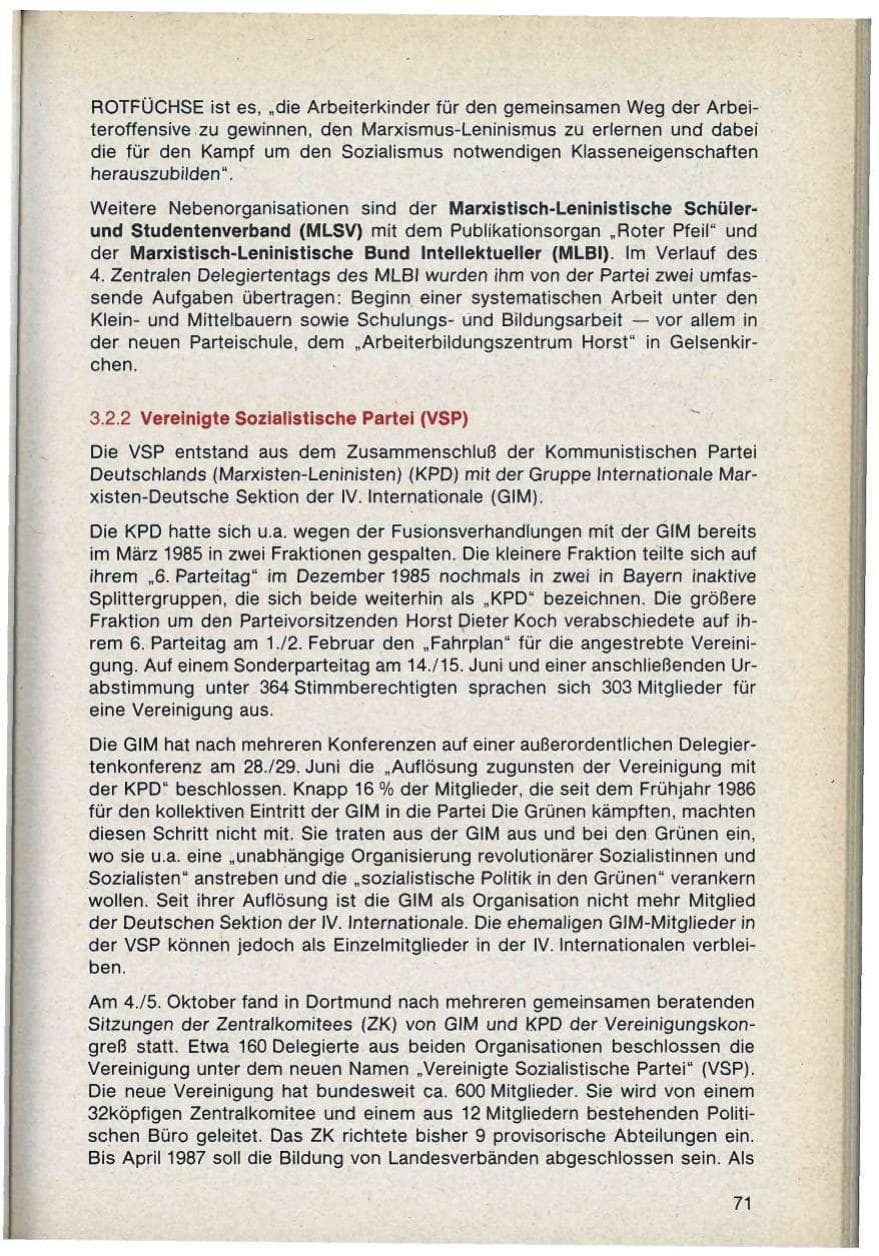 Seite 71 des Verfassungsschutzbericht 1986 Bayern