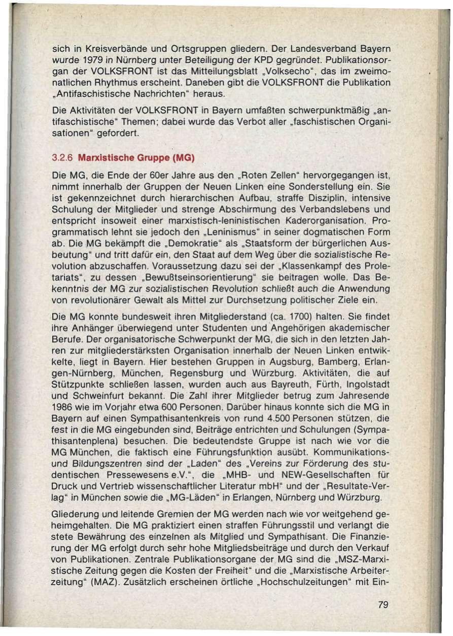 Seite 79 des Verfassungsschutzbericht 1986 Bayern