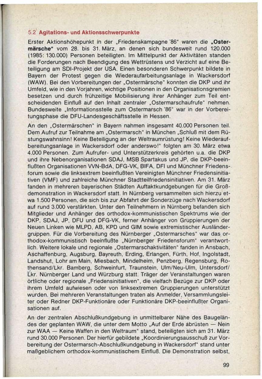 Seite 99 des Verfassungsschutzbericht 1986 Bayern