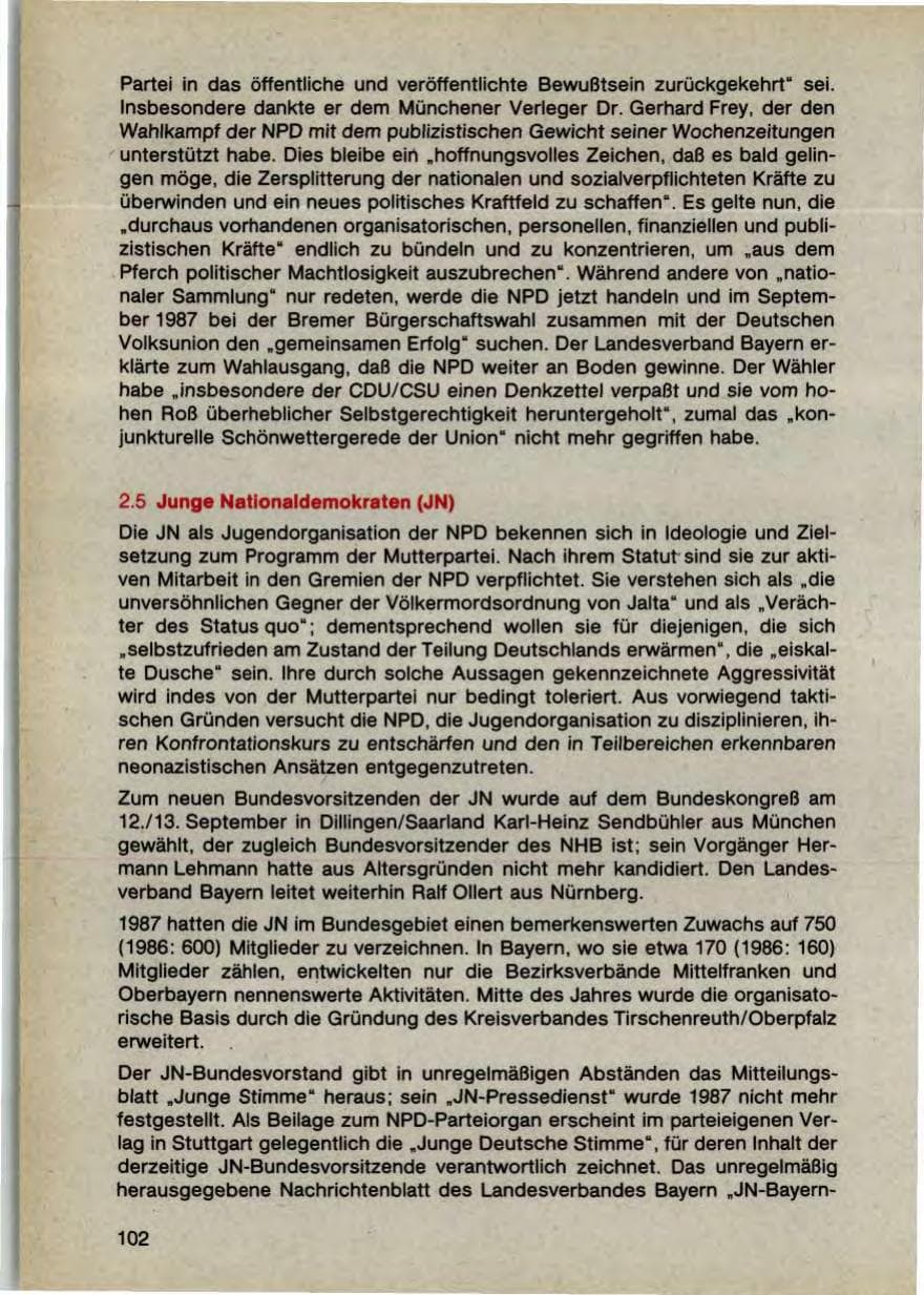 Seite 104 des Verfassungsschutzbericht 1987 Bayern