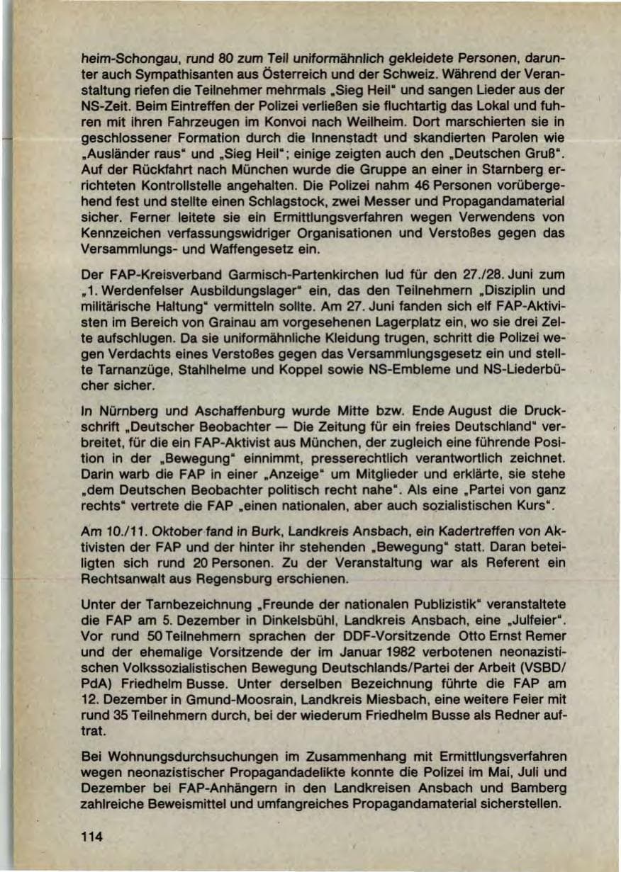Seite 116 des Verfassungsschutzbericht 1987 Bayern