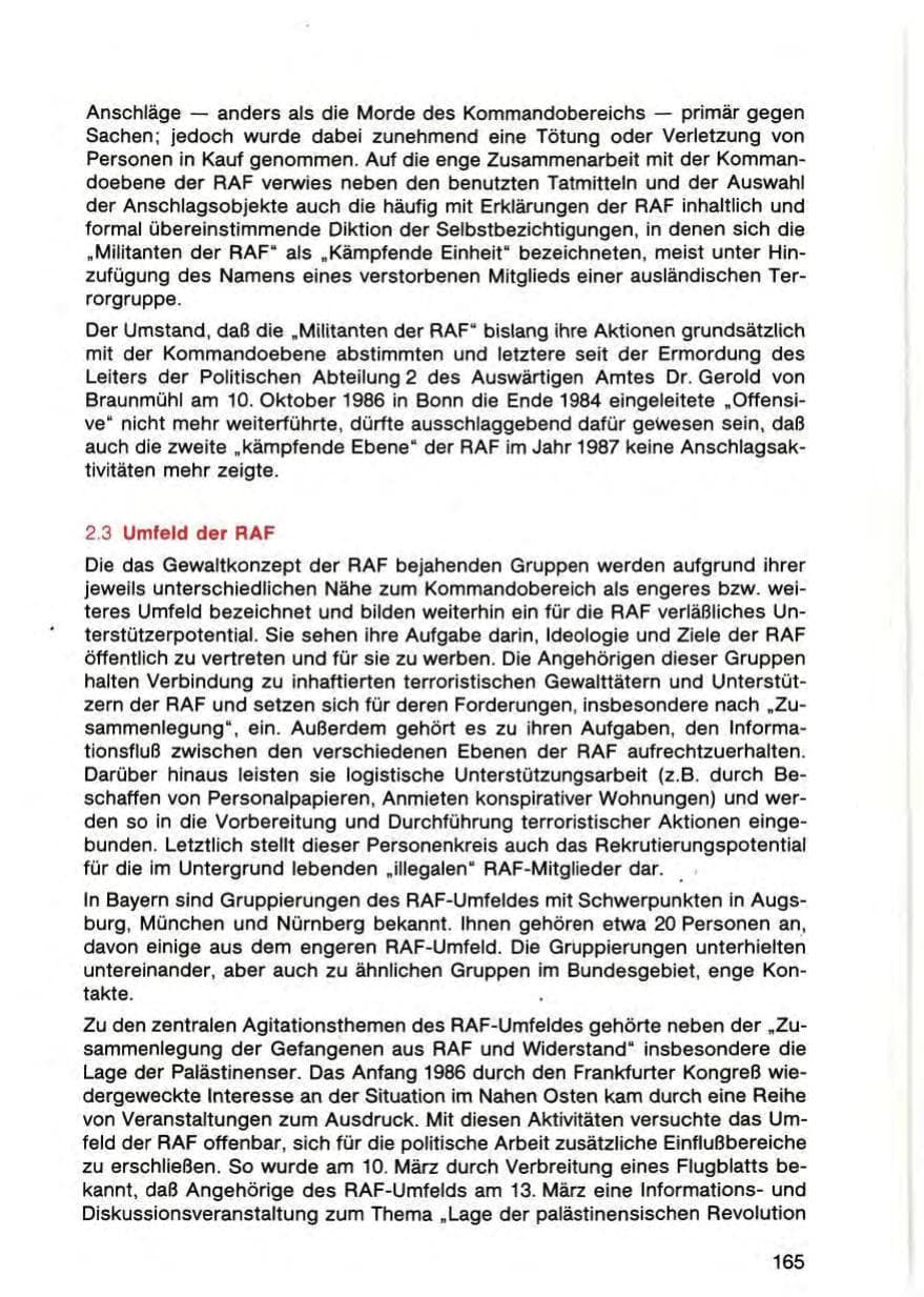 Seite 167 des Verfassungsschutzbericht 1987 Bayern