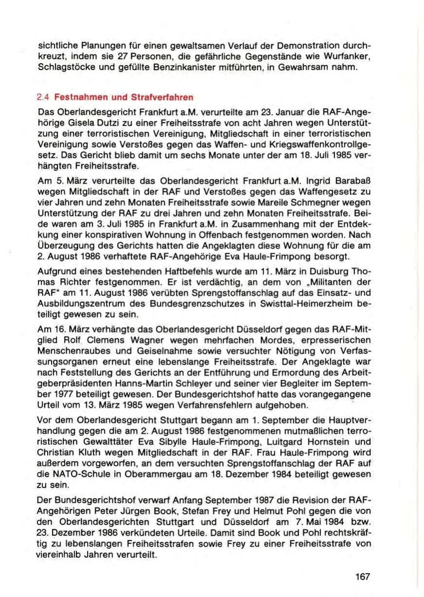 Seite 169 des Verfassungsschutzbericht 1987 Bayern
