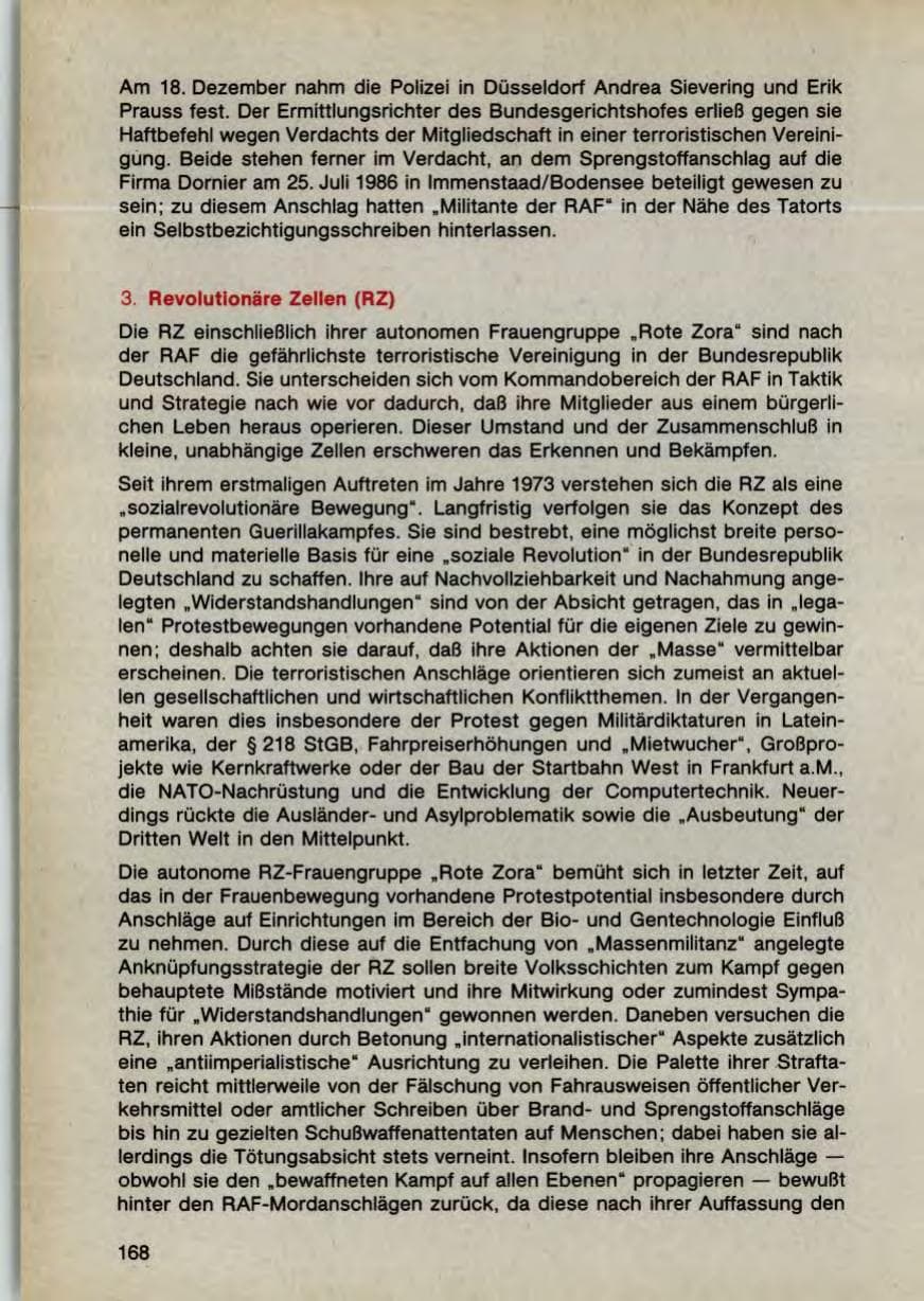 Seite 170 des Verfassungsschutzbericht 1987 Bayern