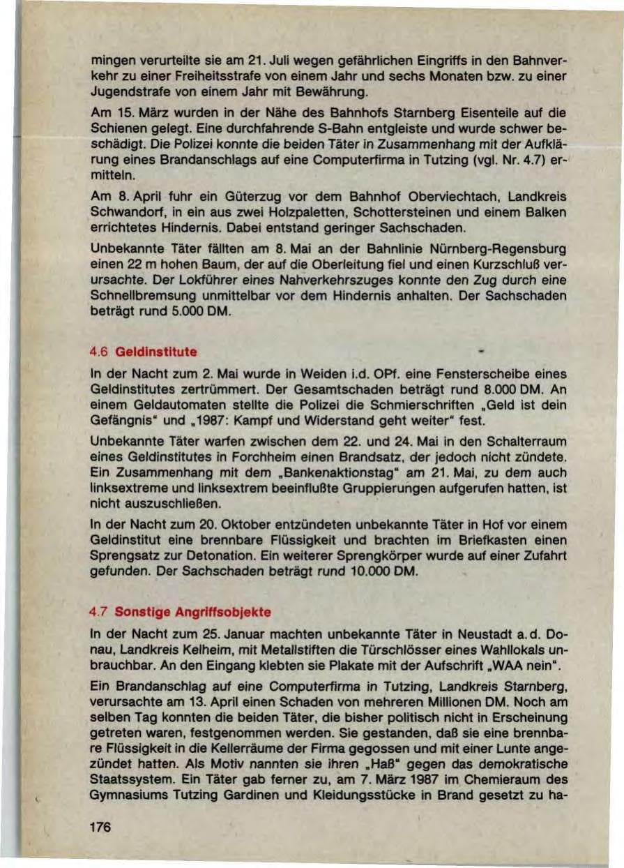 Seite 178 des Verfassungsschutzbericht 1987 Bayern