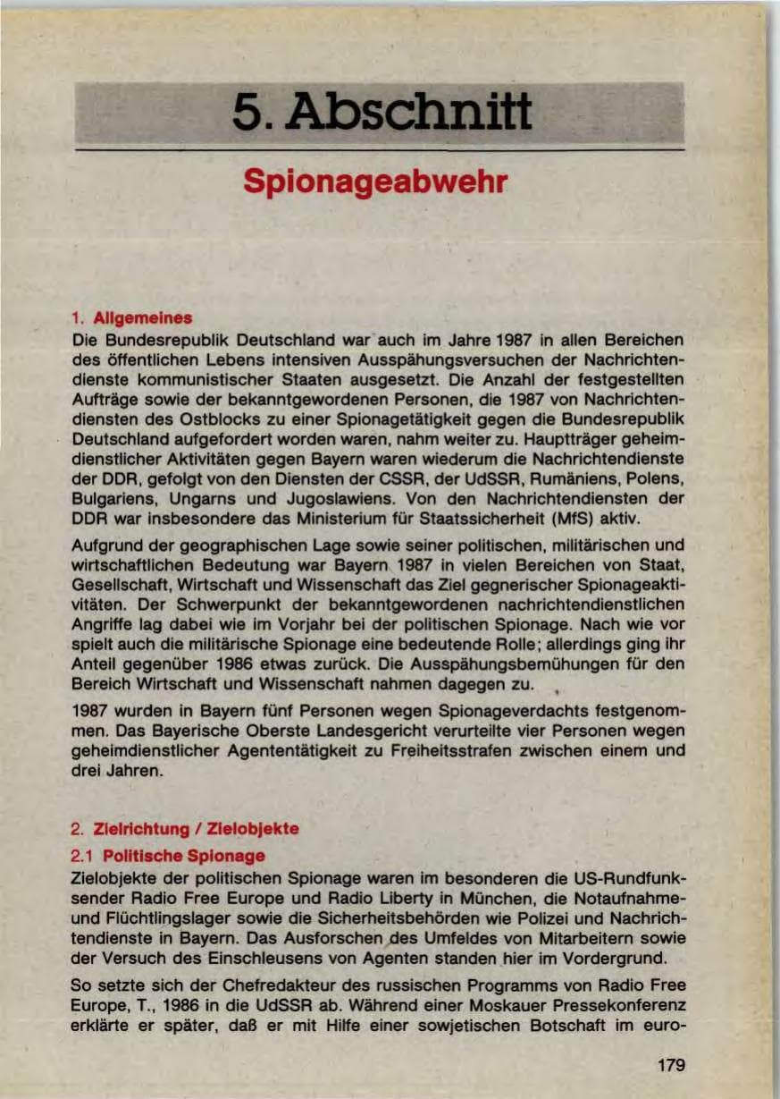 Seite 181 des Verfassungsschutzbericht 1987 Bayern