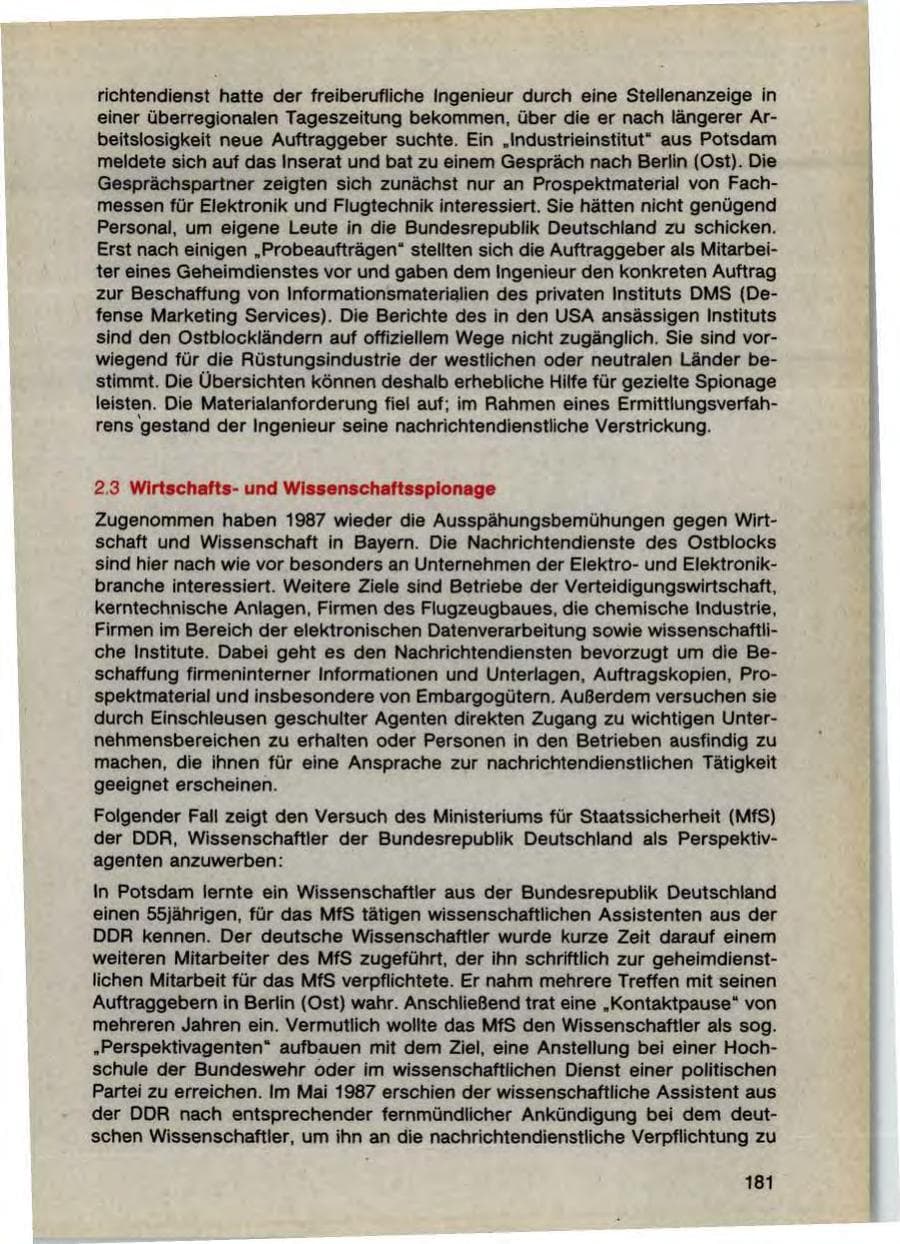Seite 183 des Verfassungsschutzbericht 1987 Bayern