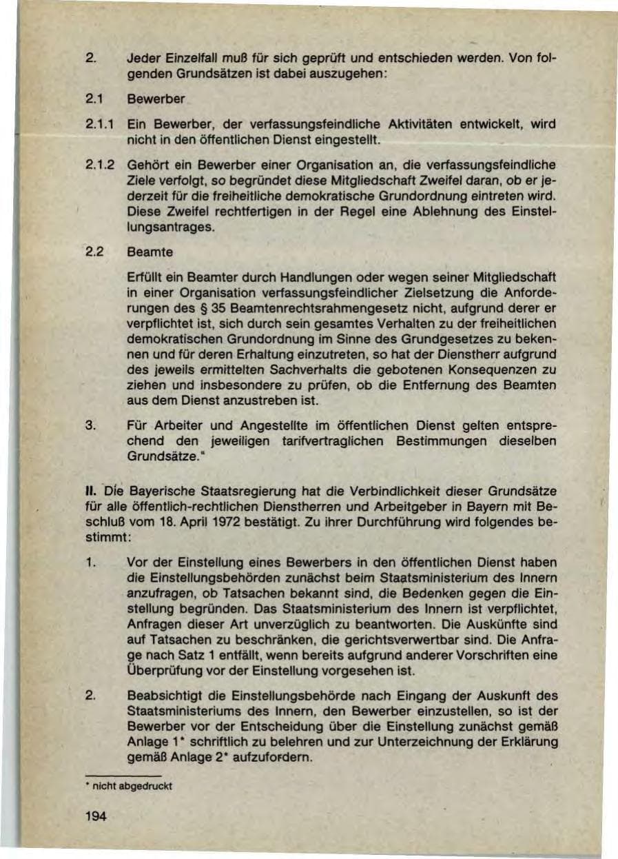 Seite 196 des Verfassungsschutzbericht 1987 Bayern