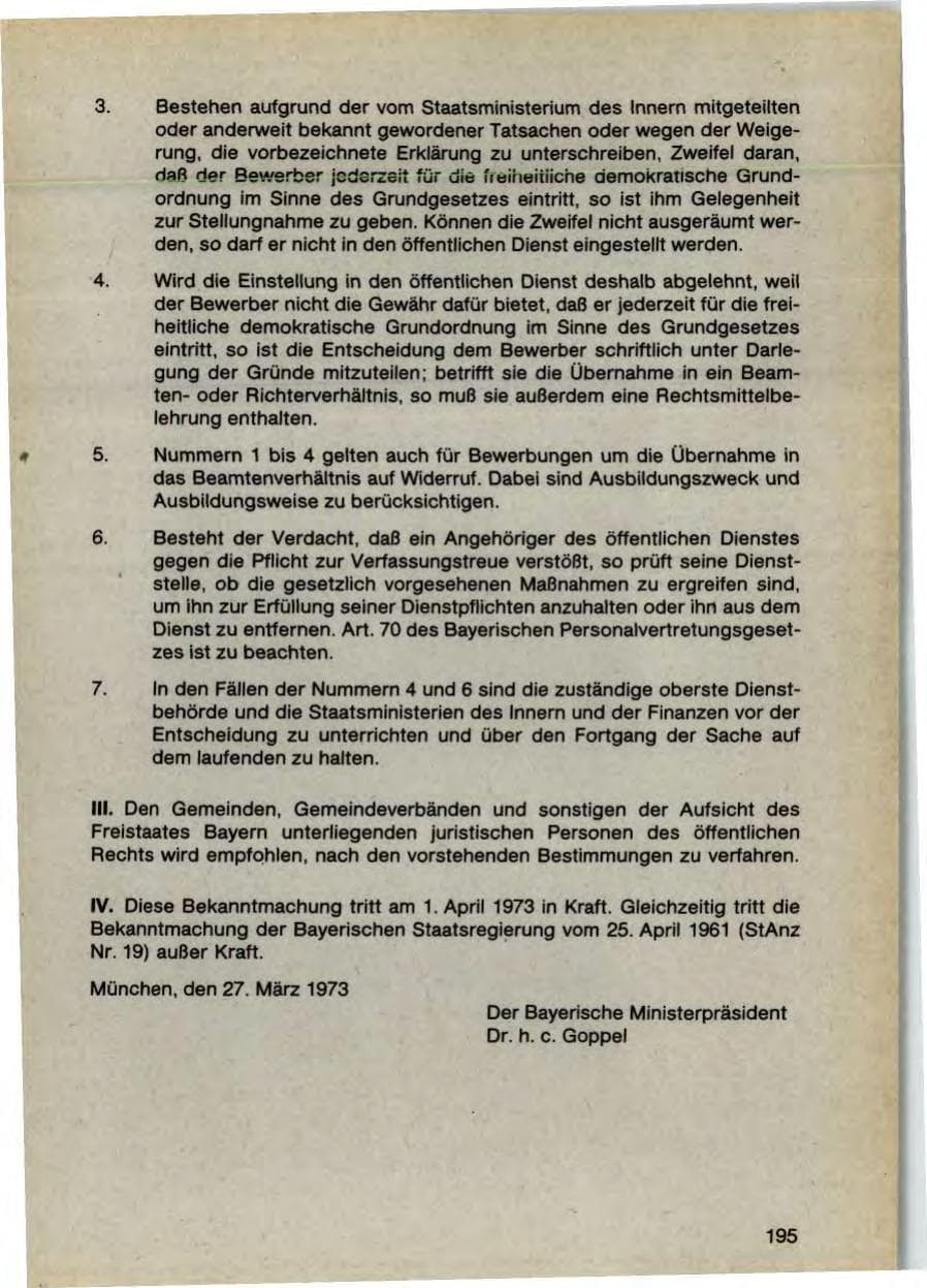 Seite 197 des Verfassungsschutzbericht 1987 Bayern