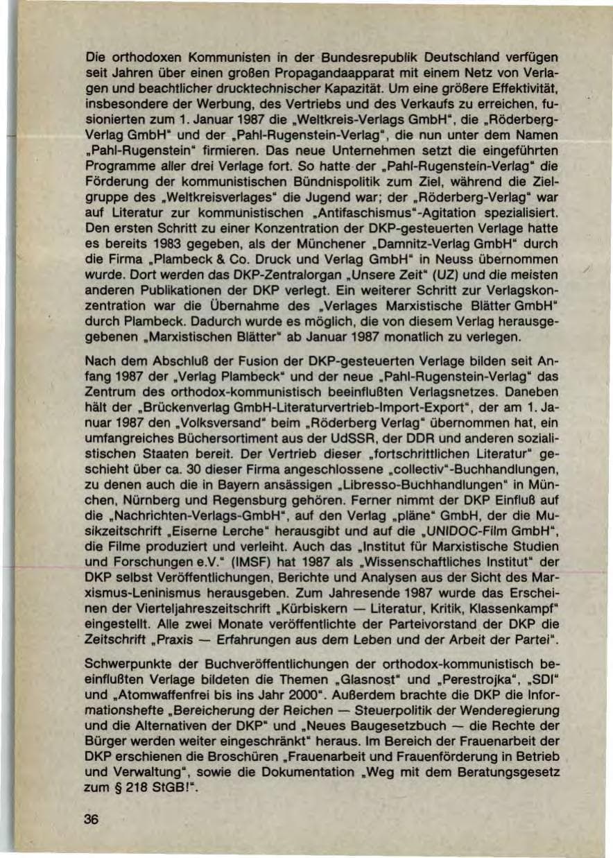 Seite 38 des Verfassungsschutzbericht 1987 Bayern
