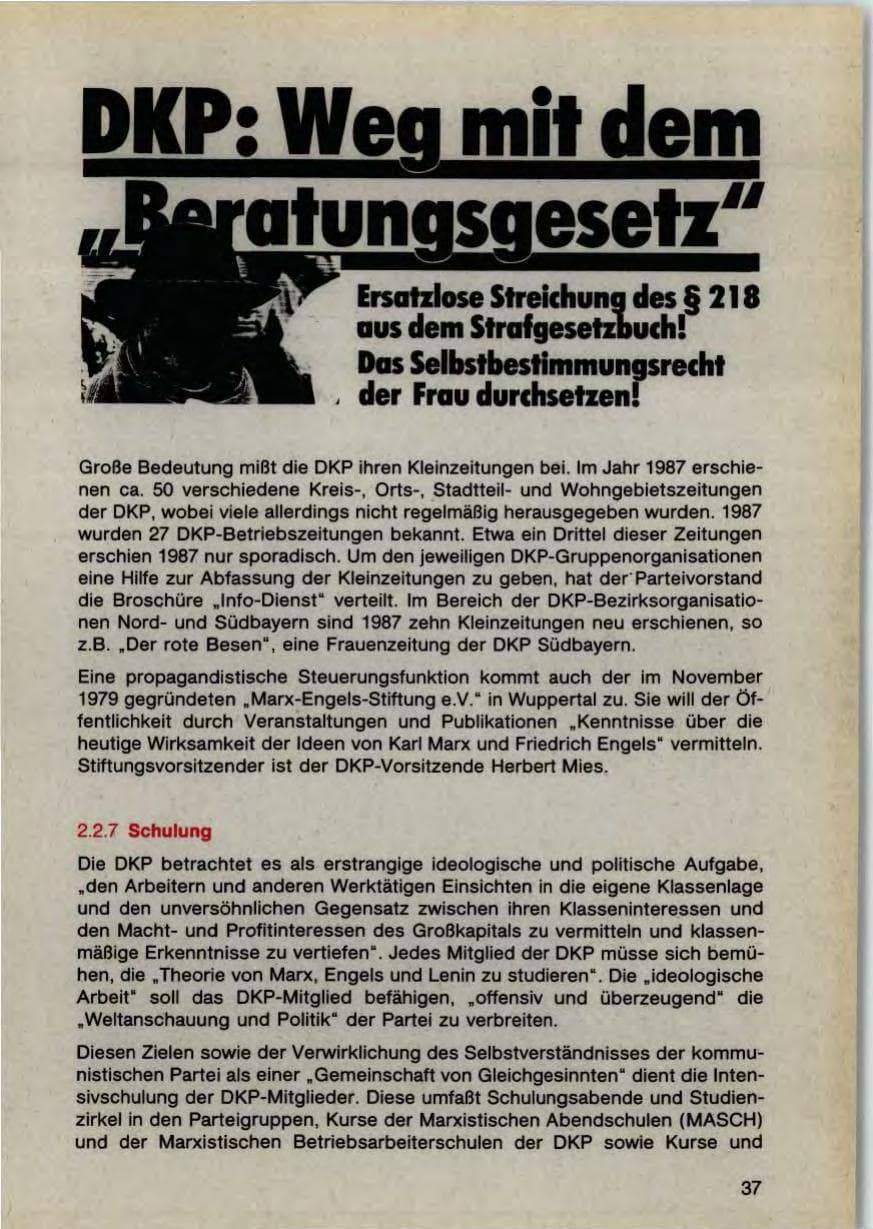 Seite 39 des Verfassungsschutzbericht 1987 Bayern