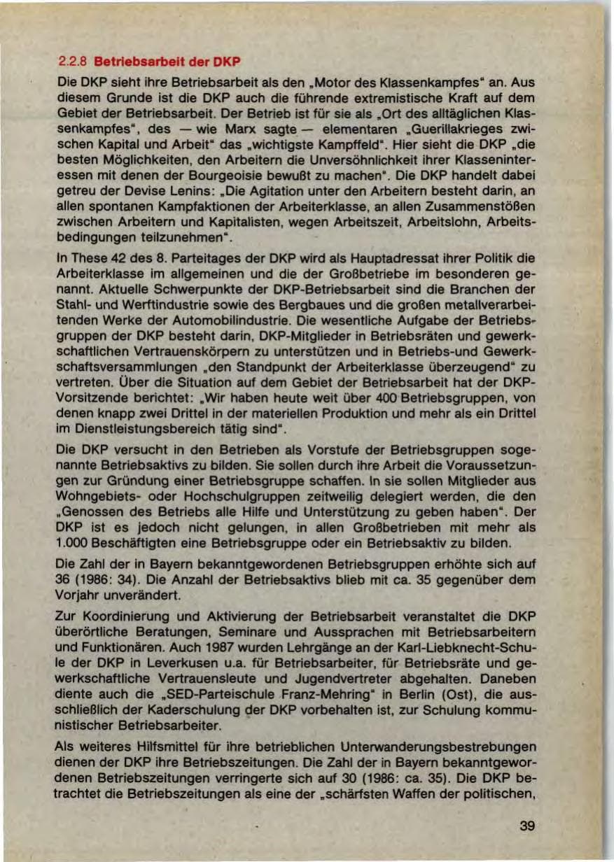 Seite 41 des Verfassungsschutzbericht 1987 Bayern
