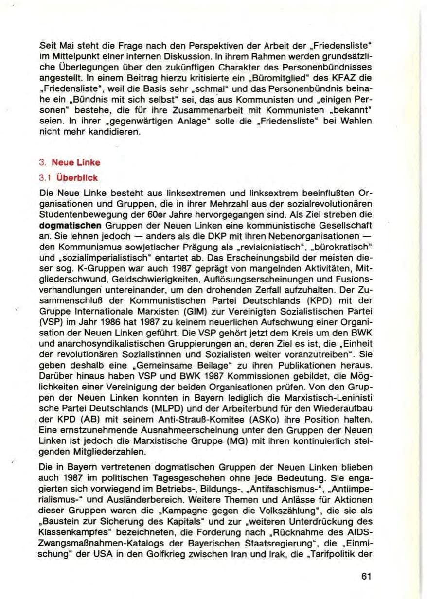 Seite 63 des Verfassungsschutzbericht 1987 Bayern