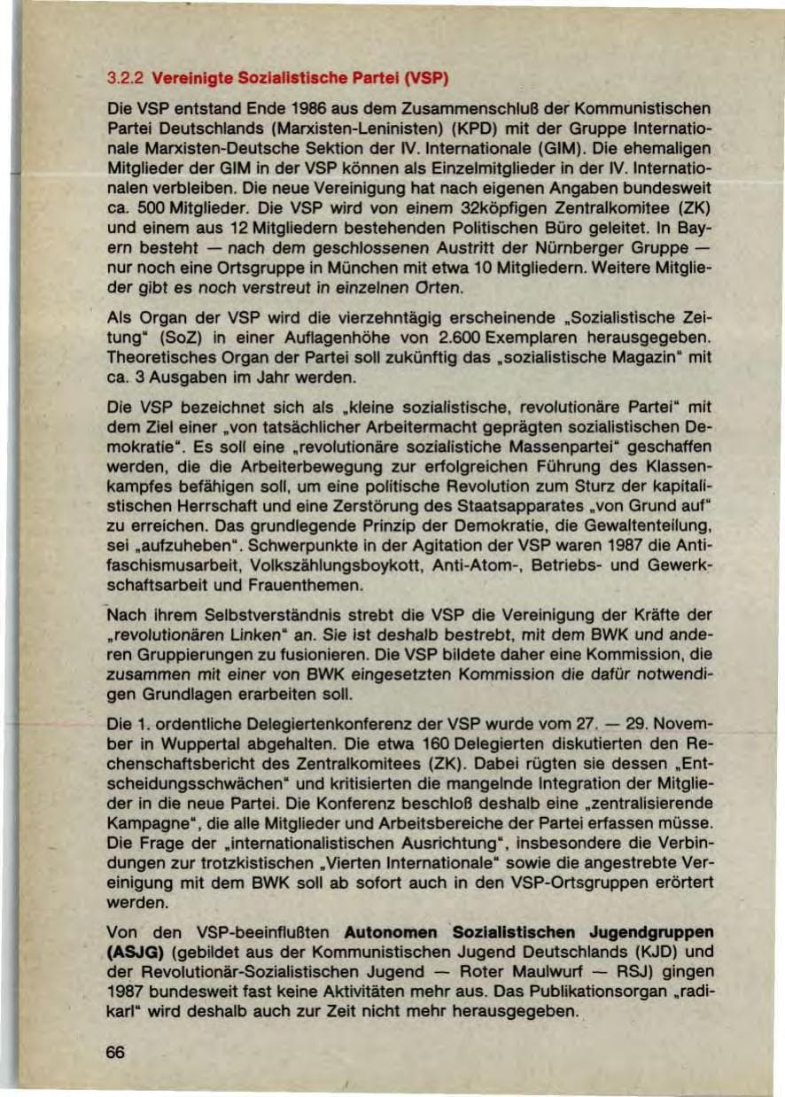 Seite 68 des Verfassungsschutzbericht 1987 Bayern