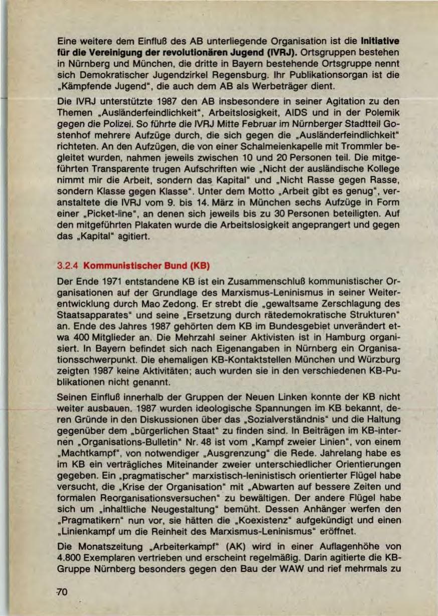 Seite 72 des Verfassungsschutzbericht 1987 Bayern