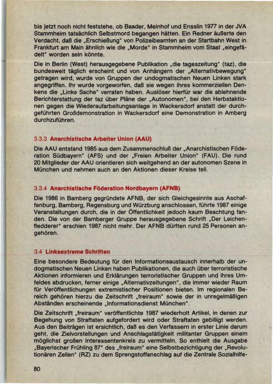 Seite 82 des Verfassungsschutzbericht 1987 Bayern