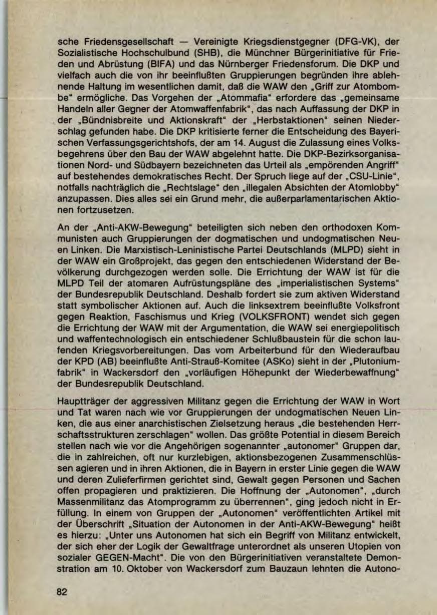 Seite 84 des Verfassungsschutzbericht 1987 Bayern