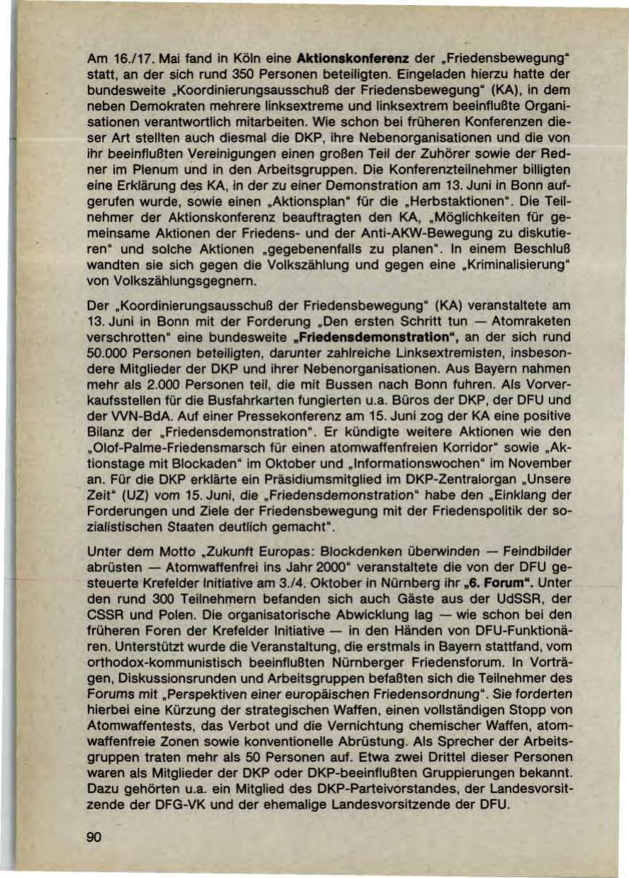 Seite 92 des Verfassungsschutzbericht 1987 Bayern