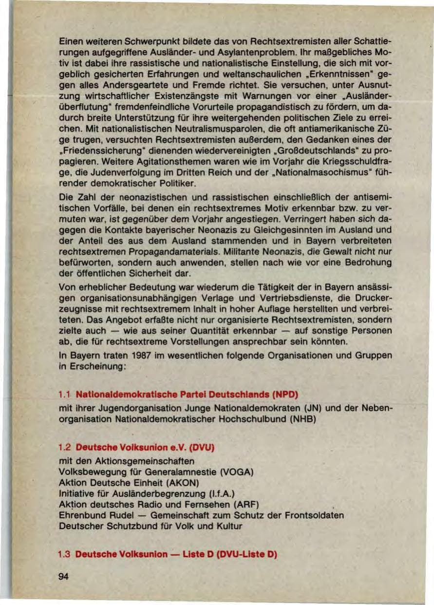 Seite 96 des Verfassungsschutzbericht 1987 Bayern