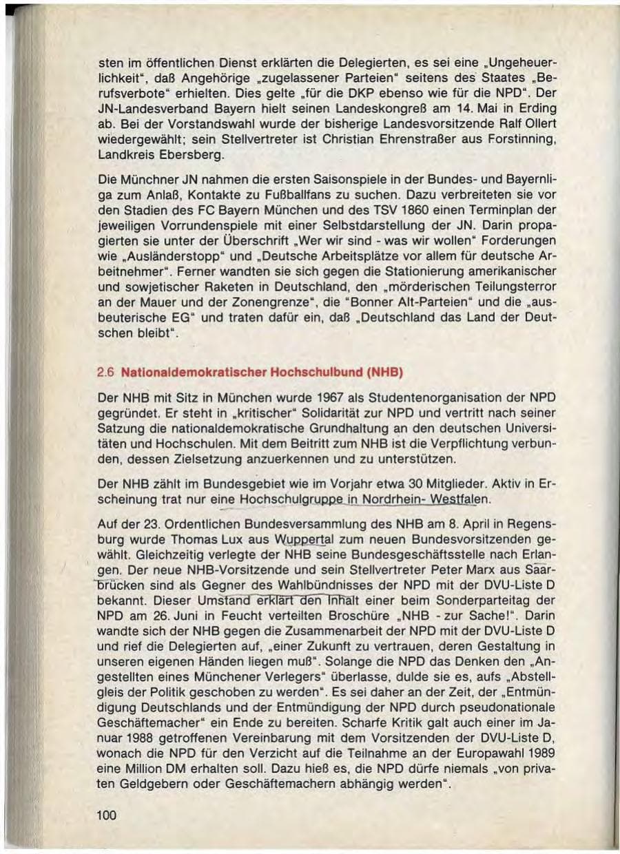 Seite 102 des Verfassungsschutzbericht 1988 Bayern