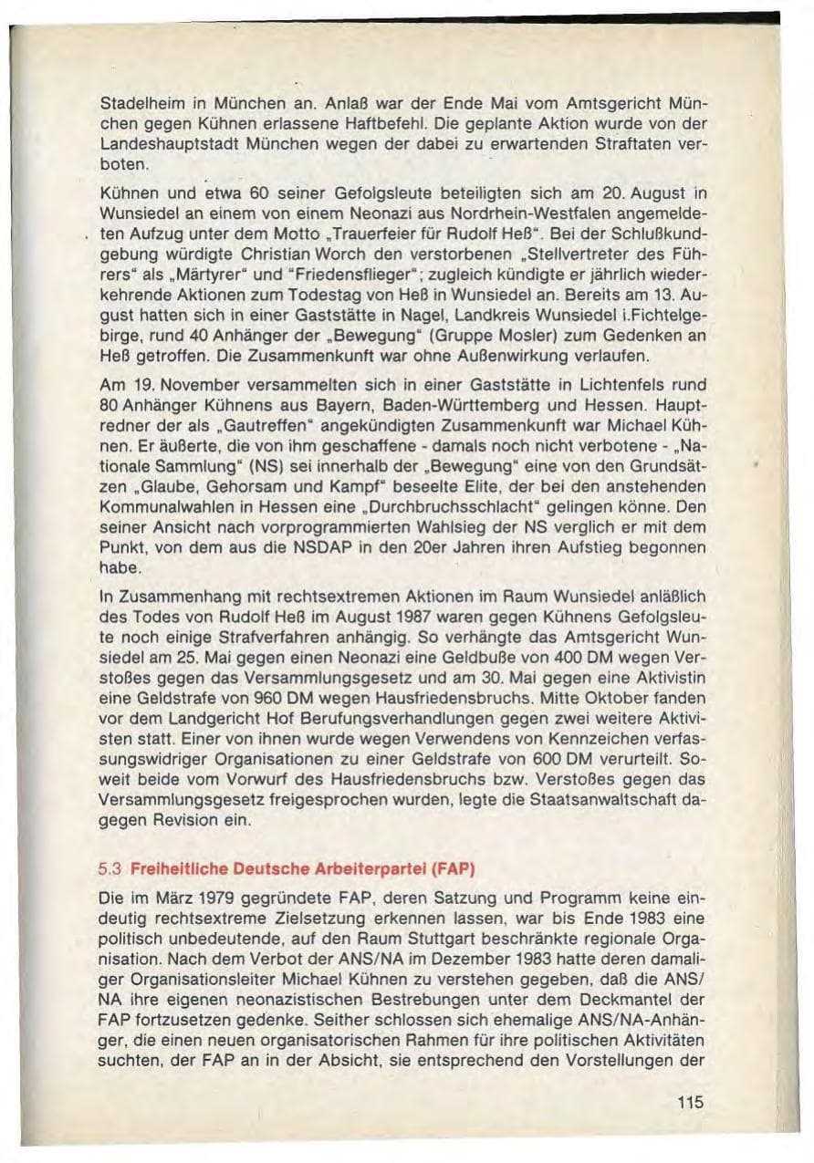 Seite 117 des Verfassungsschutzbericht 1988 Bayern