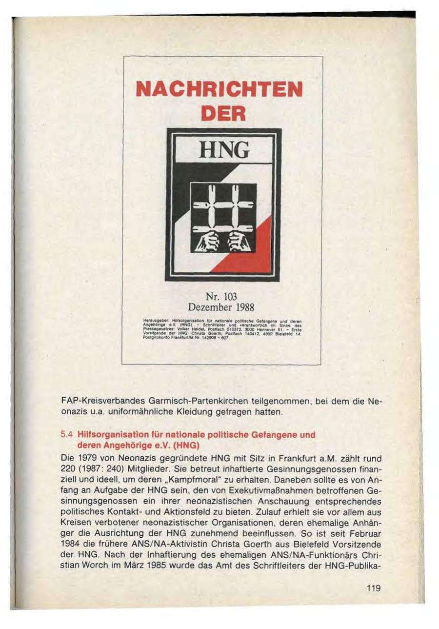Seite 121 des Verfassungsschutzbericht 1988 Bayern
