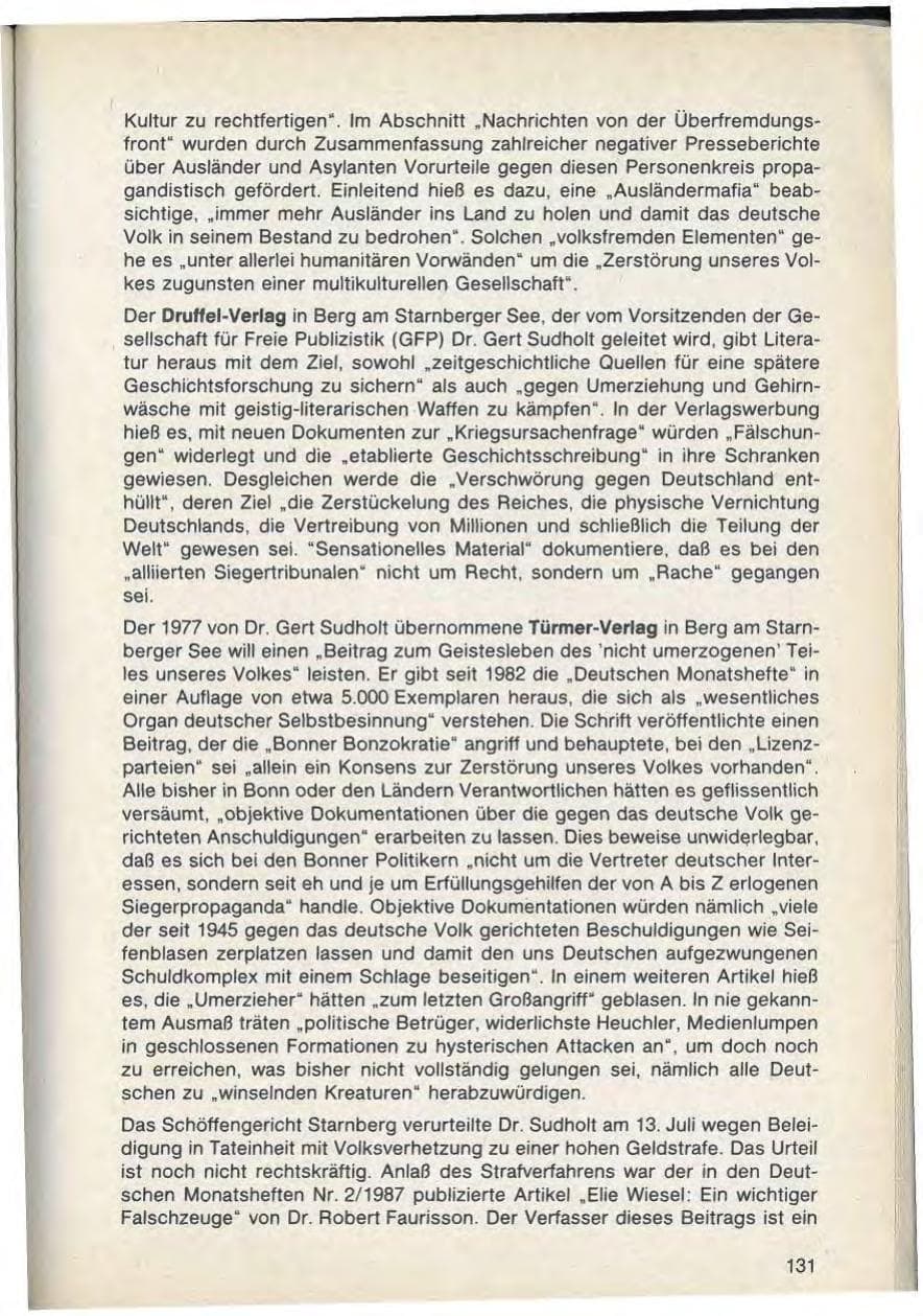 Seite 133 des Verfassungsschutzbericht 1988 Bayern