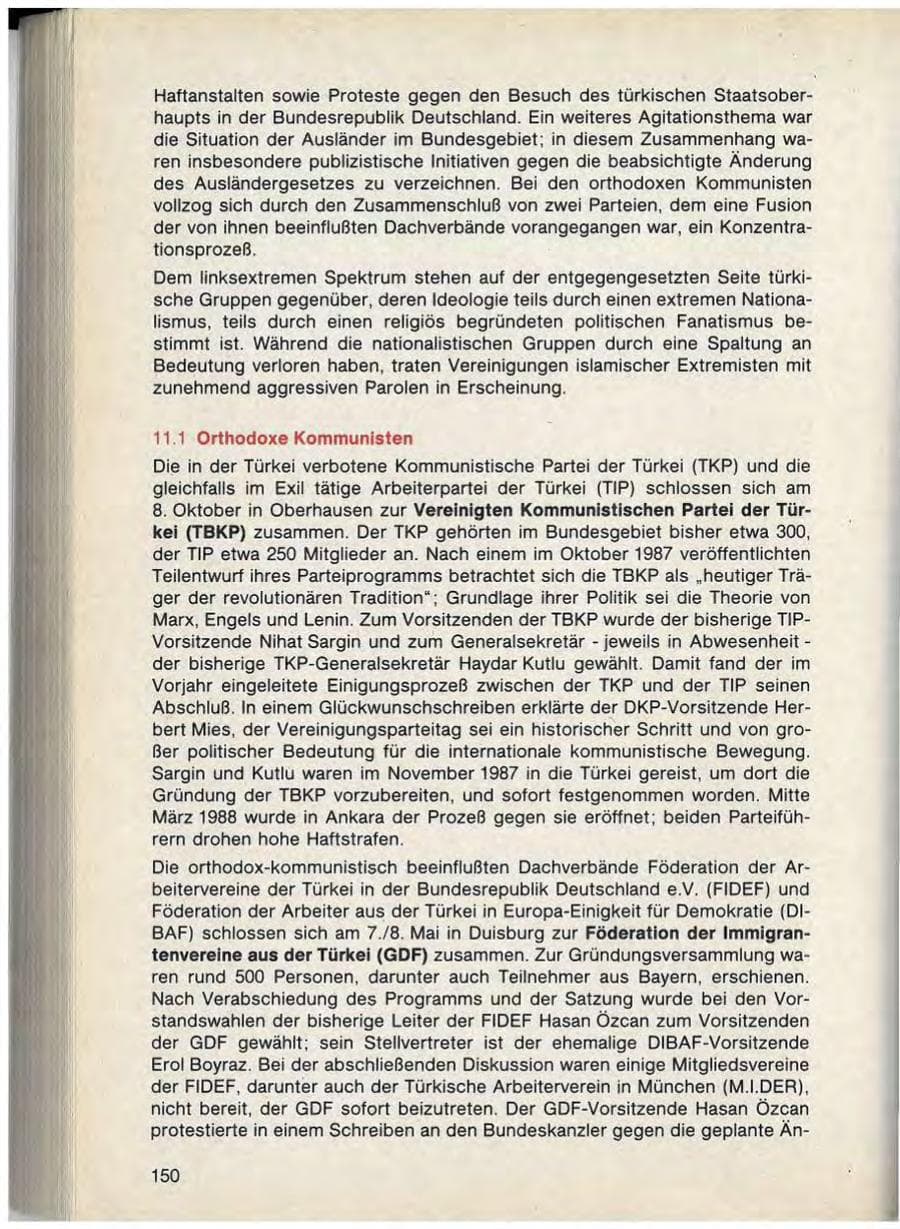 Seite 152 des Verfassungsschutzbericht 1988 Bayern