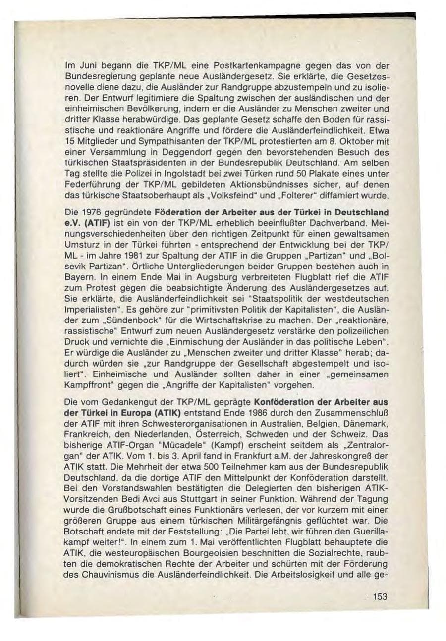 Seite 155 des Verfassungsschutzbericht 1988 Bayern