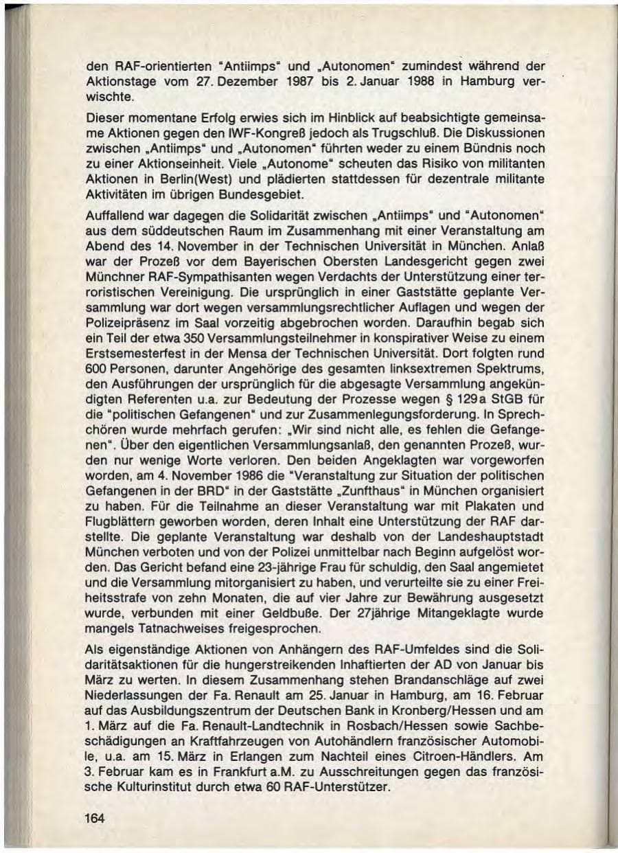 Seite 166 des Verfassungsschutzbericht 1988 Bayern