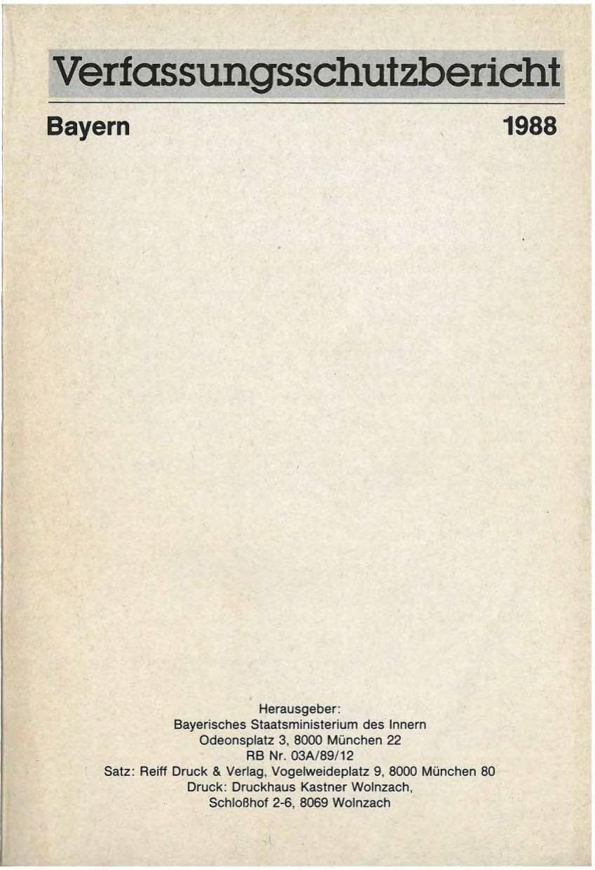 Seite 3 des Verfassungsschutzbericht 1988 Bayern