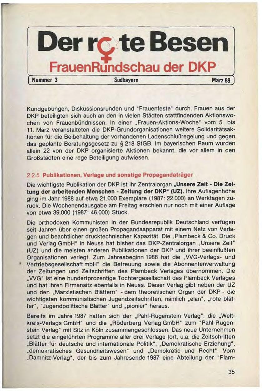 Seite 37 des Verfassungsschutzbericht 1988 Bayern