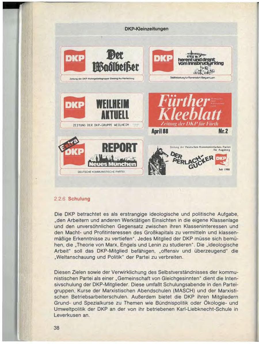 Seite 40 des Verfassungsschutzbericht 1988 Bayern