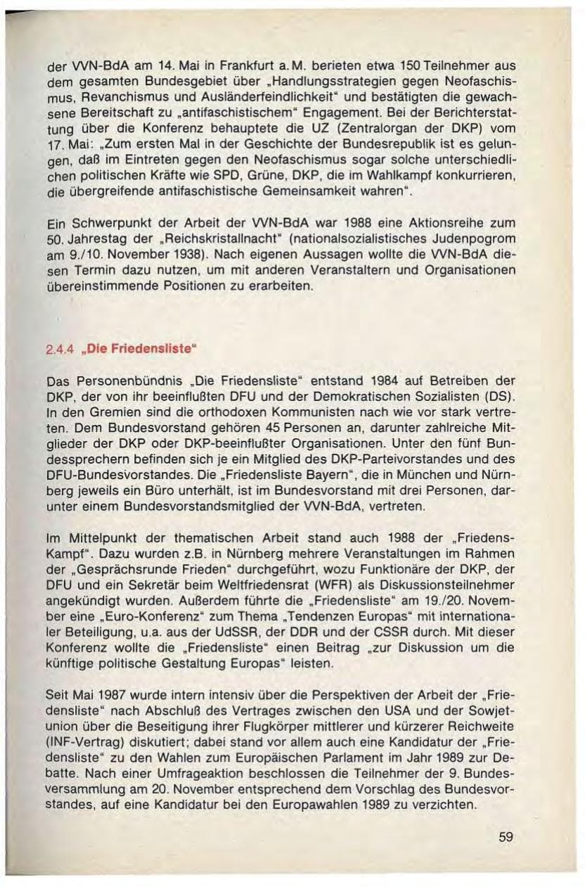 Seite 61 des Verfassungsschutzbericht 1988 Bayern