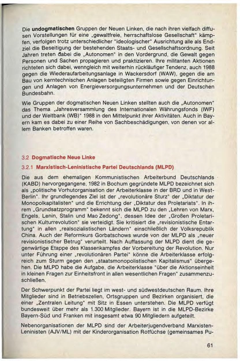 Seite 63 des Verfassungsschutzbericht 1988 Bayern