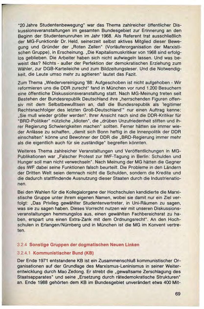 Seite 71 des Verfassungsschutzbericht 1988 Bayern