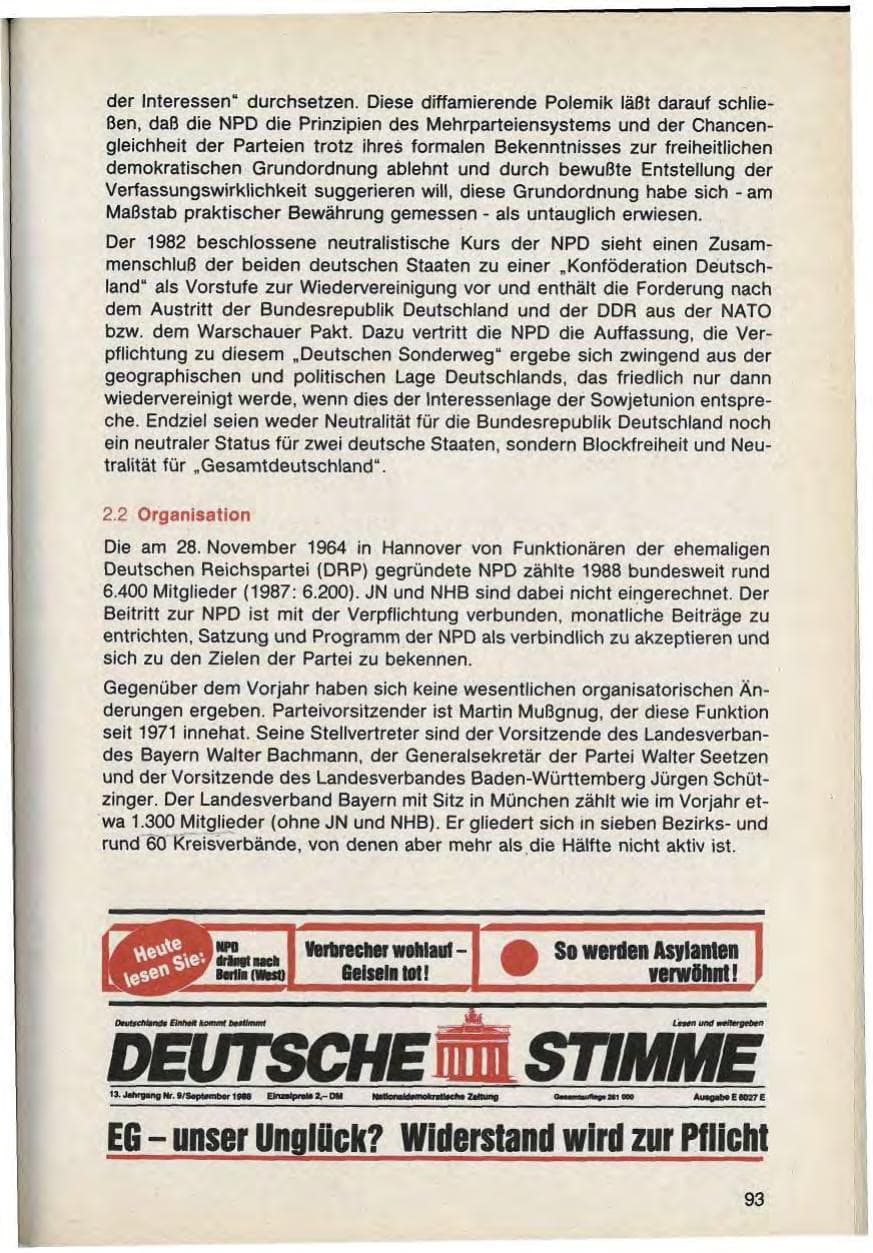 Seite 95 des Verfassungsschutzbericht 1988 Bayern
